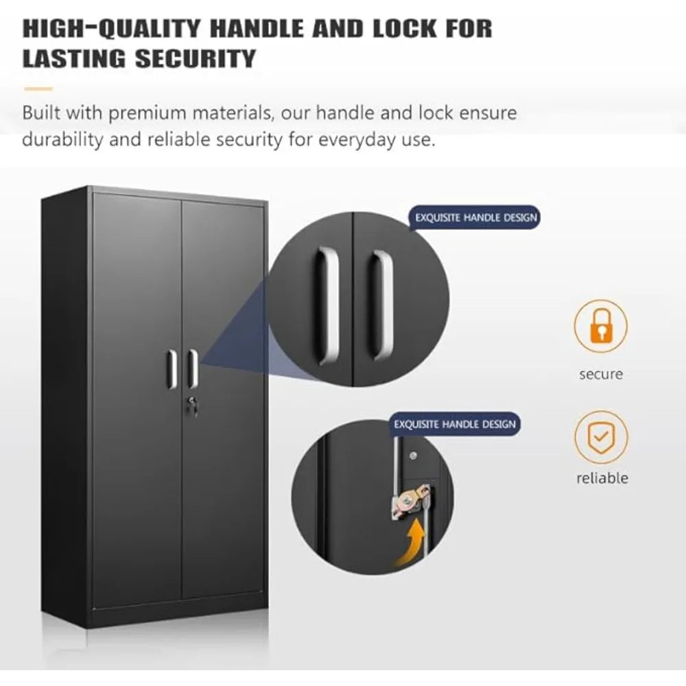 Metal Storage Cabinet with Doors & 5 Adjustable Shelves