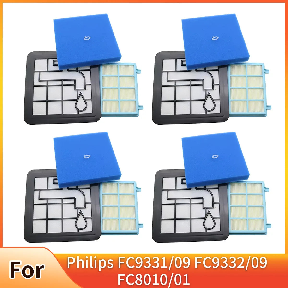 Washable Motor Foam Filter kit For Philips Power Pro Compact FC9331/09 FC9332/09 FC8010/01 Vacuum Cleaner Parts FC8010