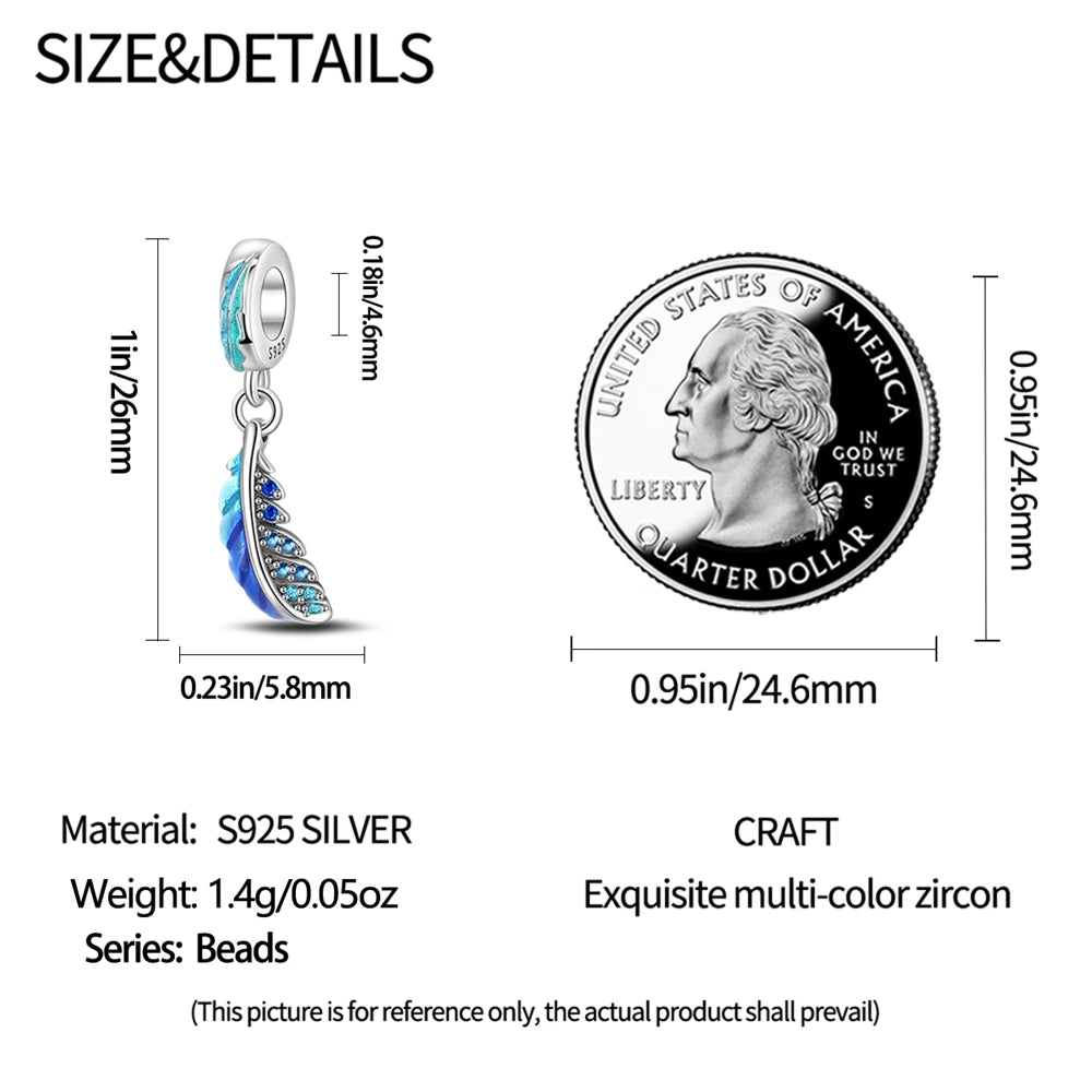 925 Sterling Silver Colorful Koi Pendant Beads Lucky Charm for DIY Bracelets