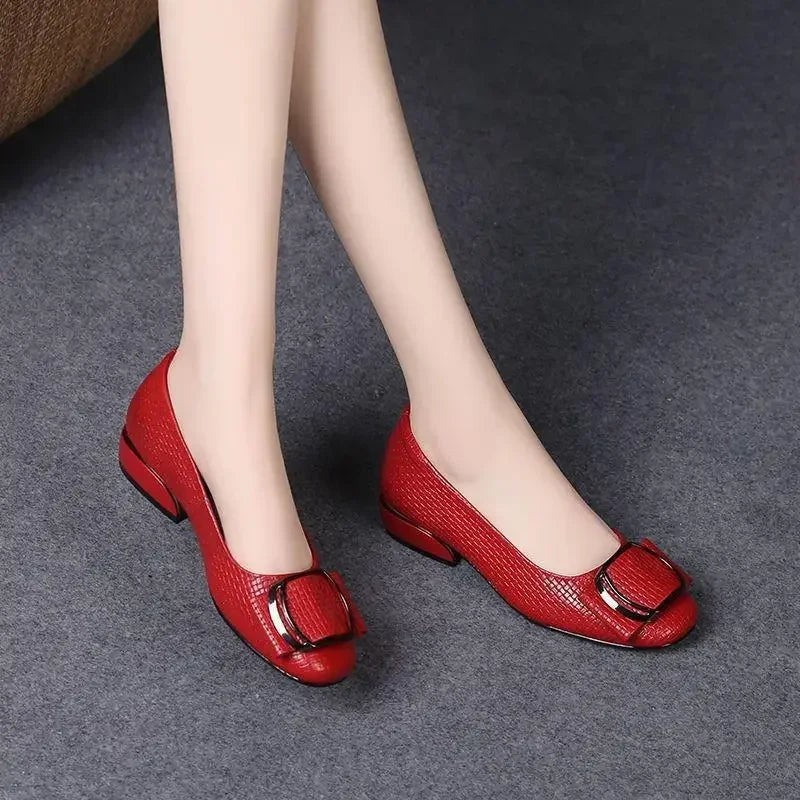 New Leather Shoes for Woman Low Heels