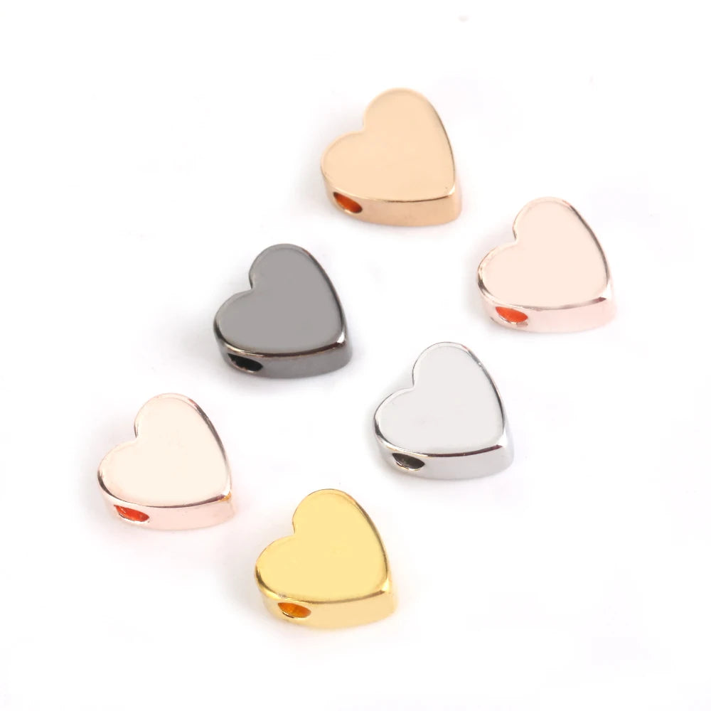 30pcs Gold & Silver Heart Spacer Beads