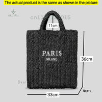 Women's Summer Beach Straw Style Tote Bag Handwoven Large Capacity Luxury Designer Travel Handbags Casual Portable Shoulder Bags