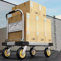 Steel plate trolley, four-wheel  truck, express pulling flatbed cart, small cart folding trailer, pushing and pulling trolley