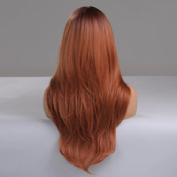 Reddish Brown Straight Layered Synthetic wig with Bangs Long hair Copper Ginger Wig for Women Daily Use Heat Resistant Wigs