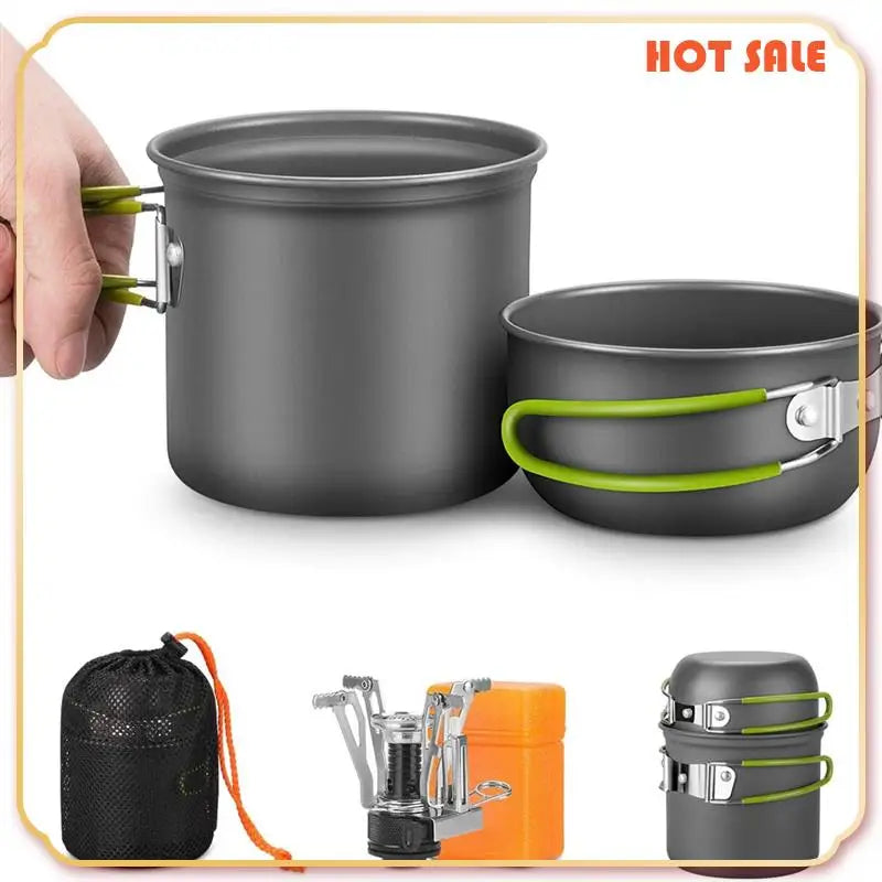 Sale Camping Pots Cookware Set Portable Outdoor Cooking Tableware Forhiking Trekking Picnic Fishing Mountaineering