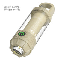 Outdoor camping light with multi-light sources, portable keychain hook, mini small flashlight, ambient camping light