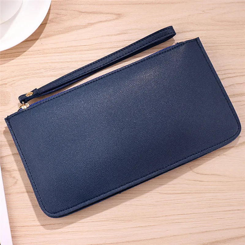 Women’s Long Leather Wallet – Zipper Clutch & Card Holder