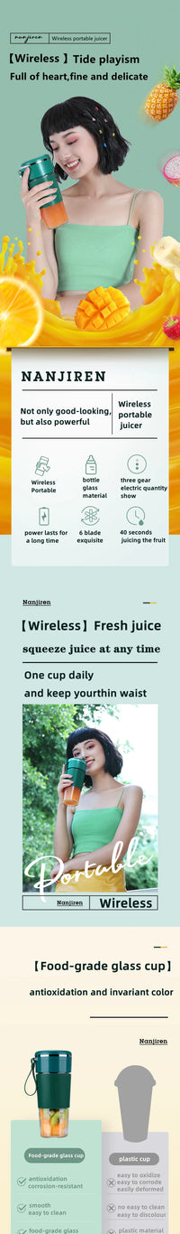 Portable Juicer Usb Rechargeable Wireless Mini Smoothie Blender Mixer Fruit Juice Maker Electric Juicer Machine Glass Cup