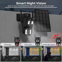 4K 8MP Solar Security Camera – Dual Lens WiFi PIR IP Camera