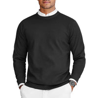 Men’s Crew Neck Knit Sweater – Solid Color Pullover