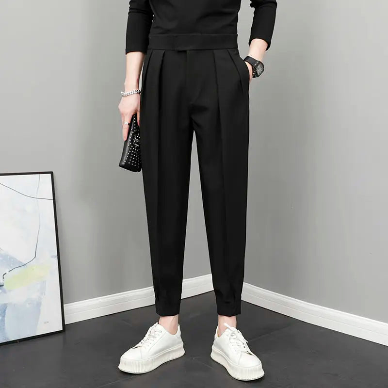 Men High Waist Casual Loose Spring Summer Pants