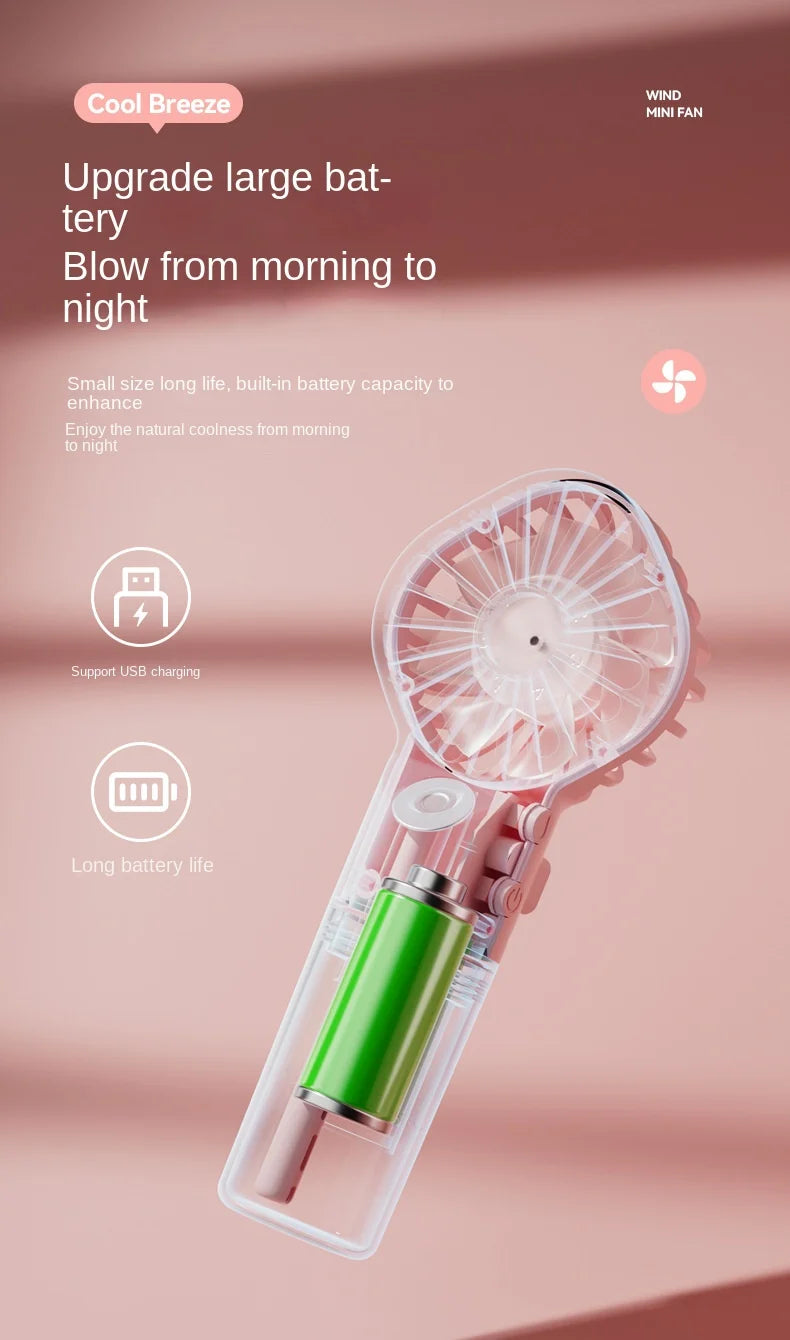 Mini USB Misting Fan – Portable Handheld Rechargeable Cooler