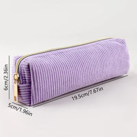 Solid Color Pencil Case Estuche Escolar Pencils Cases Trousse Corduroy Pen Case Stationery Simple School Supplies Pencil Pouch