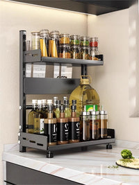 Multi-Layer Kitchen Storage Rack Carbon Steel for Spices and Tools