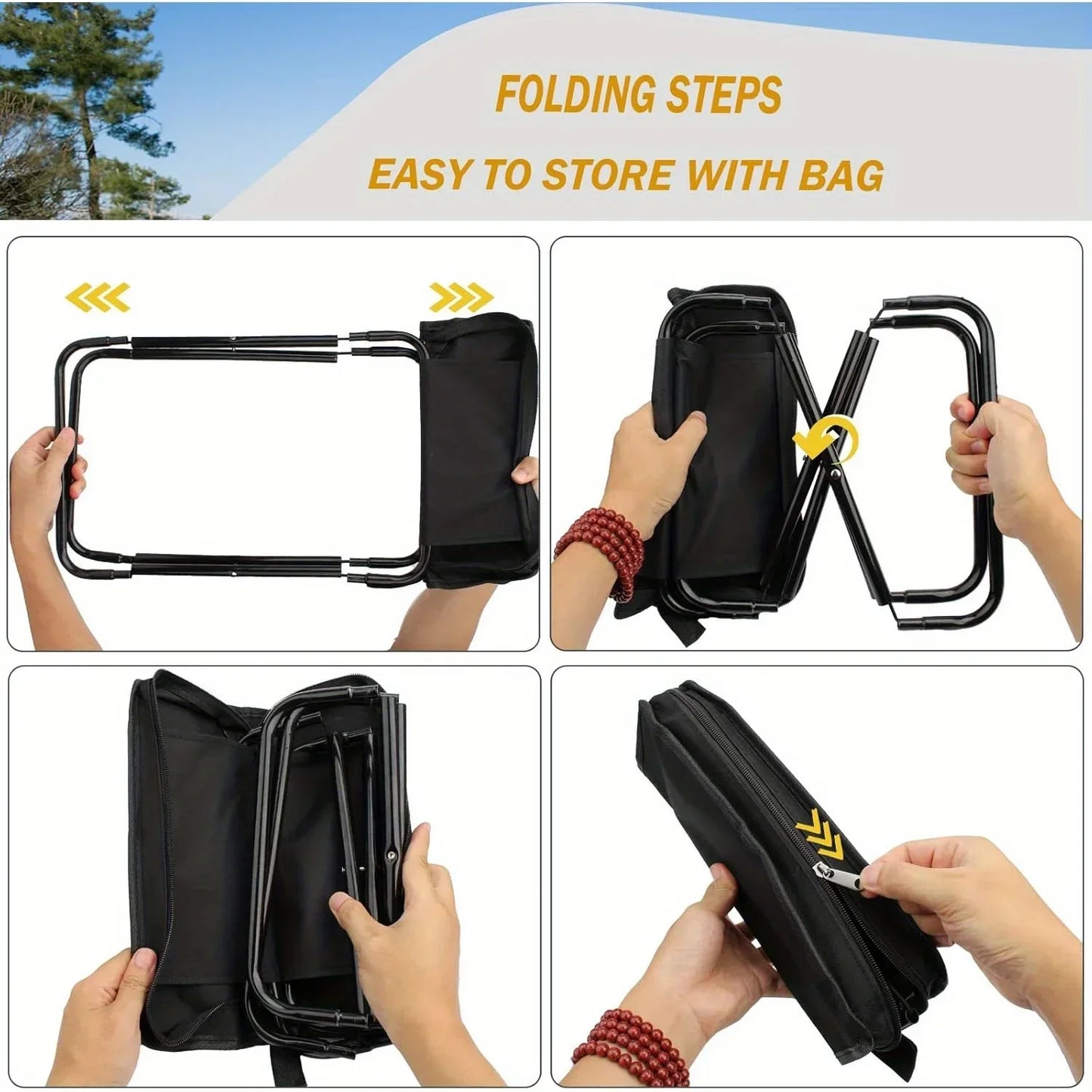 Portable folding stool, foldable hand-held camping stool, special folding stool for camping and fishing outdoors