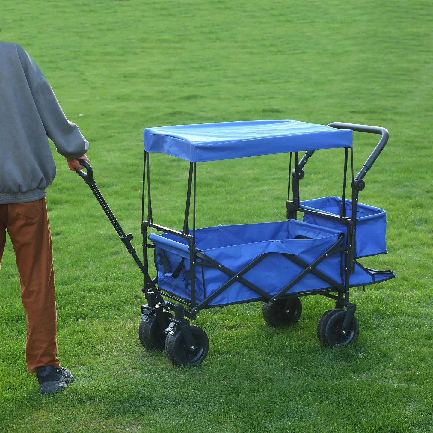Foldable Camping Cart with Awning & Table