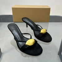 Woman Shoes Round Toe Open Toed High-Heeled Slippers With Metal Buckles Wearing Outside Thin Heel Women's Sandals Summer 2025