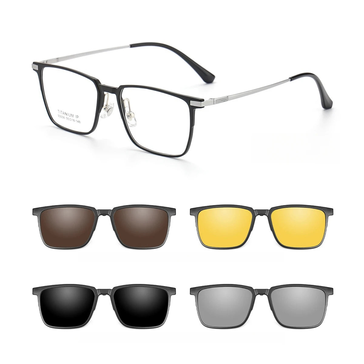 YIMARUILI Ultralight Polarized Magnetic Clip-On Glasses Men and Women TR90 Pure Titanium Optical Prescription Eyeglasses Frames