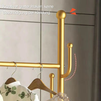 Gold Freestanding Metal Coat Rack with 6 Hooks