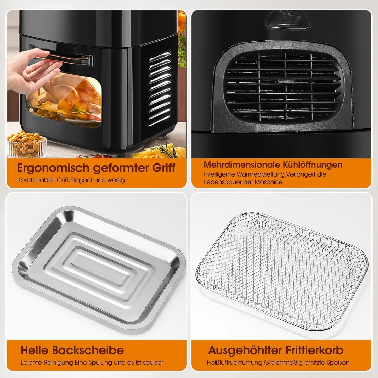 15L 1800W Large Electric Air Fryer Oven, LED Display