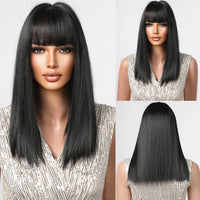 ALAN EATON Ombre Brown Short Layered Wig with Bangs