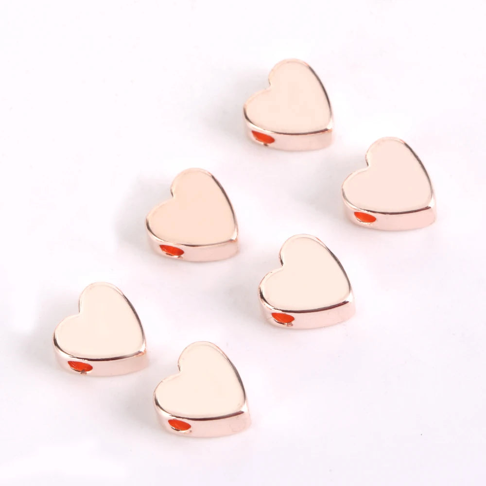 30pcs Gold & Silver Heart Spacer Beads