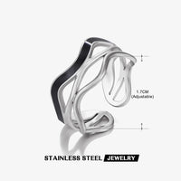 Stainless Steel White Black Enamel Rings for Women Gold Color Heart Star Geometric Open Rings Fashion Jewelry Gift Wholesale