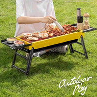 Foldable Camping BBQ Grill with Side Table