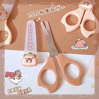 1pc School Useful Back To School Stationery Scissors Cute Capybara Craft Scissors Mini Scissors for Diy Children's Scissor