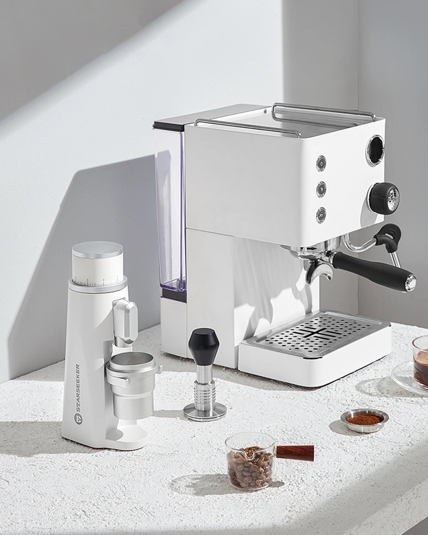 STARSEEKER EDGE Stainless Steel Burr Coffee Grinder 48MM Espresso Stepless Fineness Adjustment Electric Coffee Grinders Black