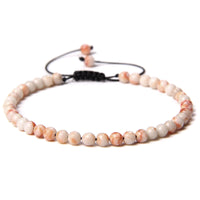 4MM Natural Stone Beaded Bracelet – Adjustable Unisex Quartz