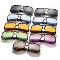 SO&EI Retro Double Bridges Pilot Women Sunglasses Fashion Candy Color Shades UV400 Trending Men Leopard Sun Glasses
