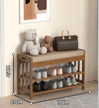 Bamboo Shoe Changing Stool – Modern Entryway Bench