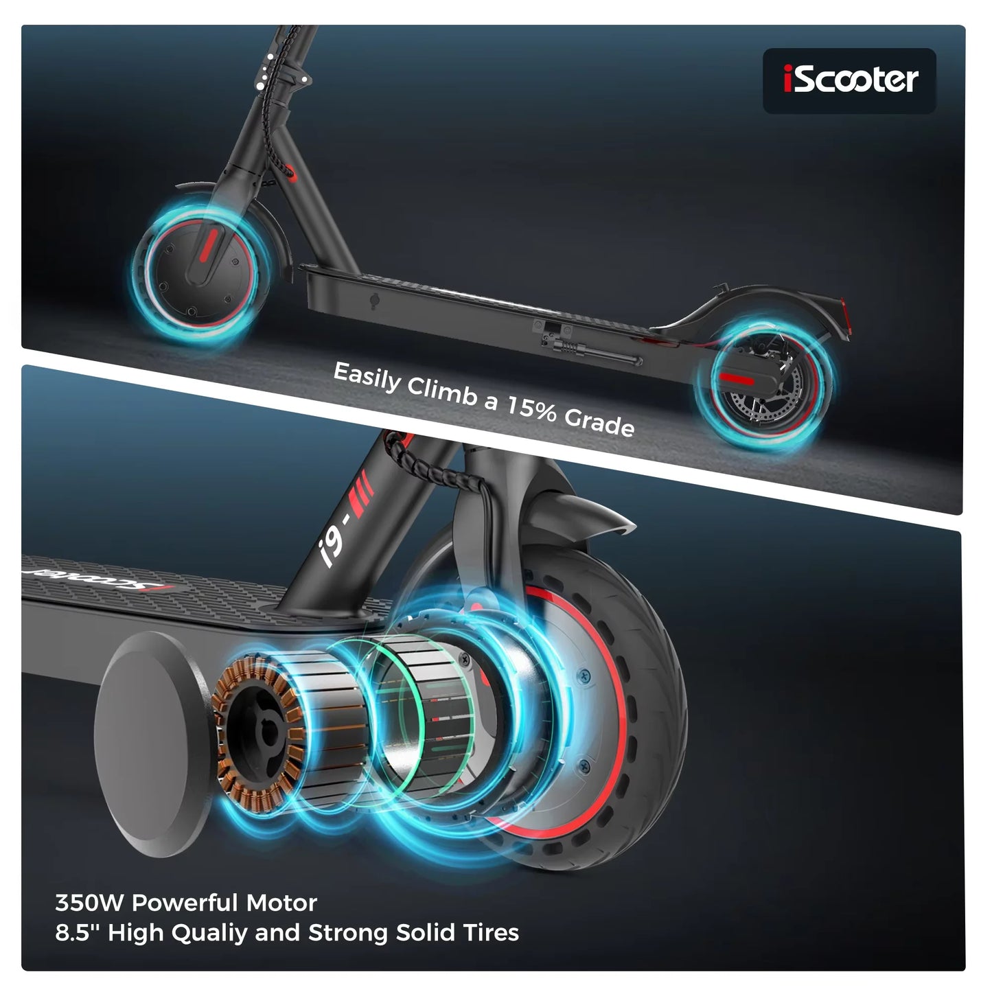 i9 Electric Kick Scooter 350W 30km Range