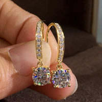 Huitan Rose Gold CZ Dangle Earrings for Women