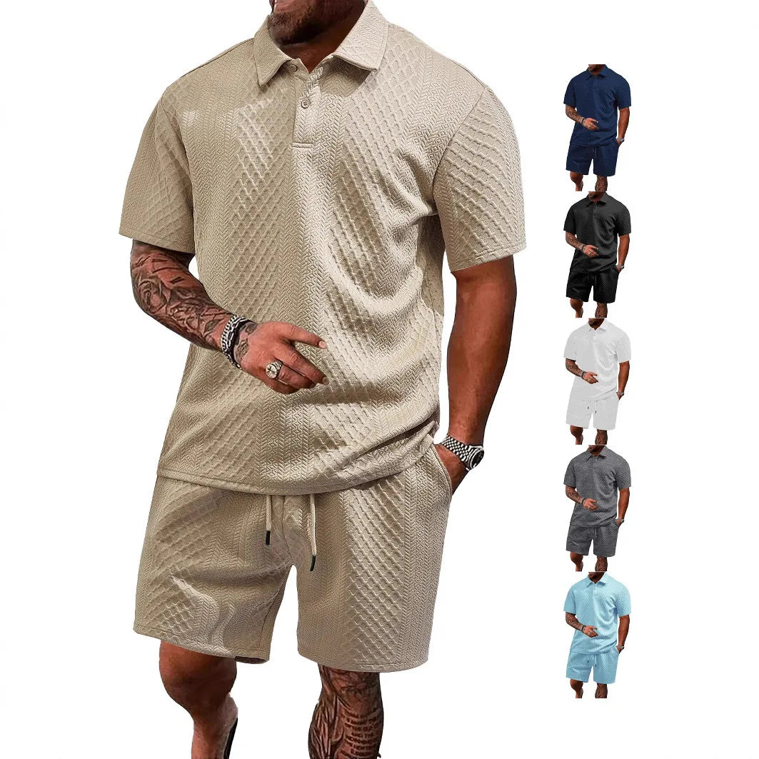 Men’s Summer Jacquard Polo Shirt – Casual Short Sleeve