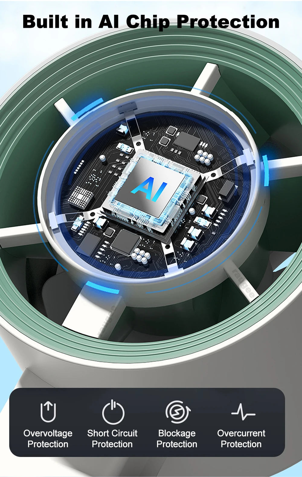 Portable Handheld Turbo Fan Foldable Hanging Neck Fan Mini Hand Fan 3600mAh USB Rechargeable High Speed Ice Cooling Turbo Fan