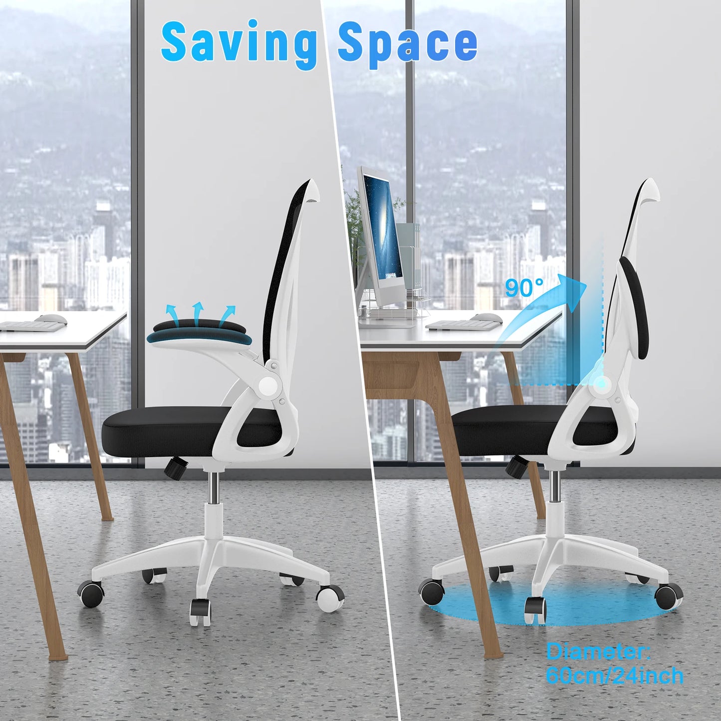 Ergonomic Mesh Office Chair – Lumbar Support & Flip Armrests