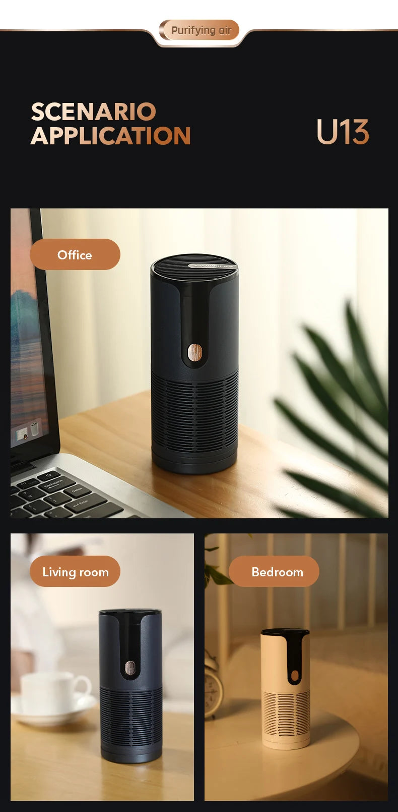 Portable Car Air Purifier Negative Ion Smoke & Odor Remover