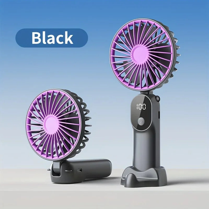 Foldable Mini Handheld Fan – 6 Speeds USB Rechargeable