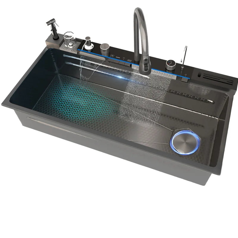 Modern Stainless Steel Waterfall Kitchen Sink – Single Bowl