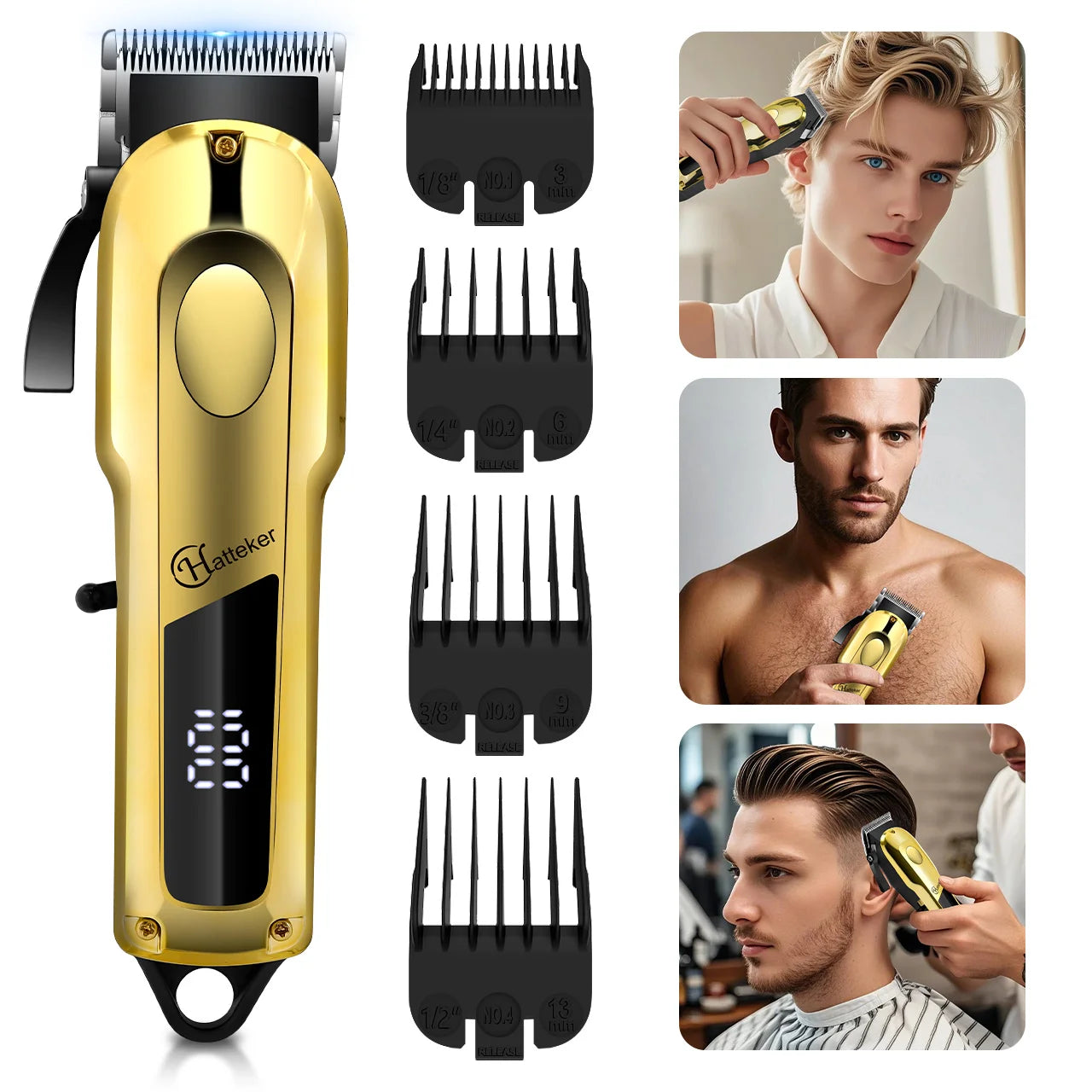 HATTEKER Professional Cordless Hair Clipper for Men