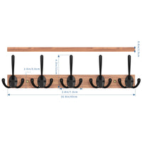 Wooden Coat Rack Wall Mount with 5 Hooks Home Decor Entryway Wall Hooks Coat Hanger for Hanging Towel Clothes Hat Key Holder