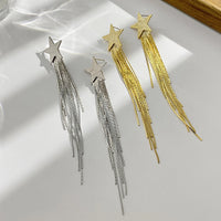 AENSOA Gold Star Tassel Drop Earrings for Women