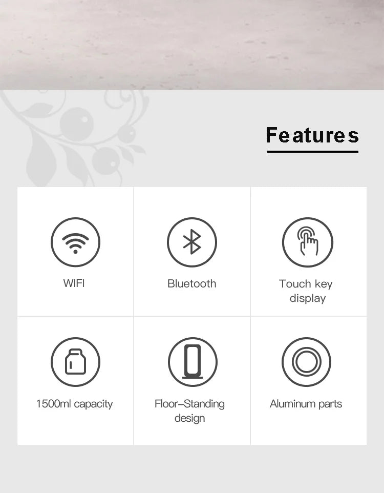 Smart WIFI Bluetooth Aroma Diffuser Machine 1500ML Essential Oils Fragrance Diffuser Home Air Freshener Electric Oasis Hotels