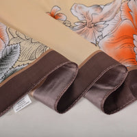 BYSIFA Beige Coffee Peony Silk Scarf Women 90x90cm