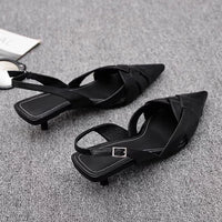Weave Women Heeled Sandals Pointed Toe Elegant Shoes Woman Trend New Slippers Fashion Heels Women Zapatos Mujer
