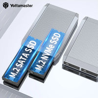 Yottamaster 10Gbps Tool Free Dual Bay M.2 NVMe 2bay SSD Enclosure USB3.2 Type C NVMe PCIE & 6Gbps SATA External Hard Drive Case