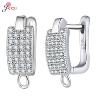 Trendy 925 Sterling Silver Earring Hooks For DIY Jewelry Makings Cubic Zirconia Earring Clasps Accessories