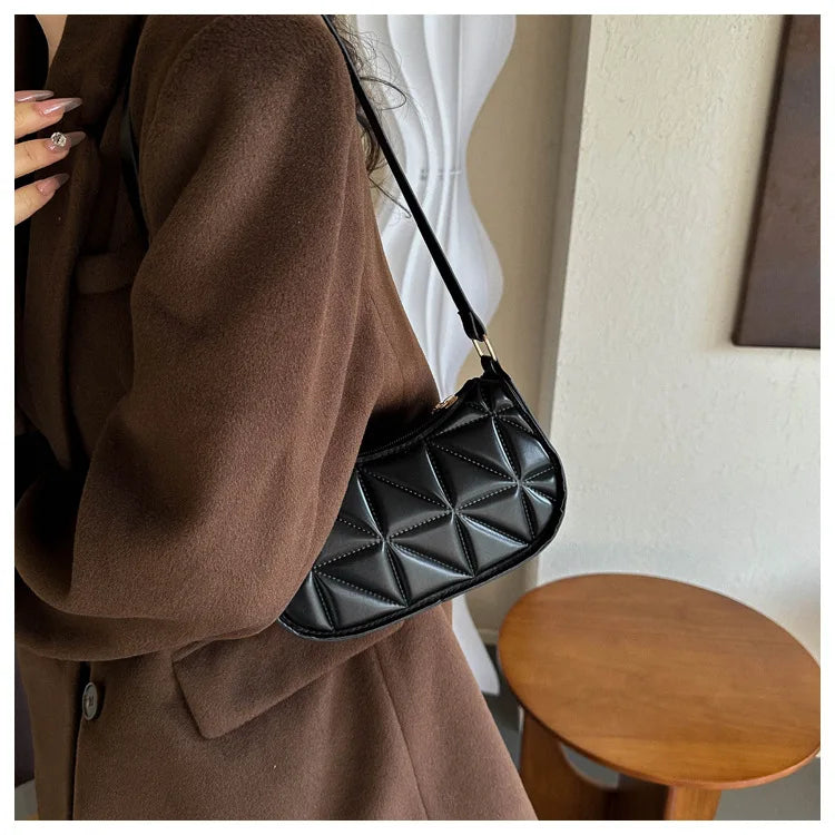 Vintage Fashion Versatile New Women's Bags Solid Rhombic High-End Texture Simple Generous Temperament Crossbody Shoulder